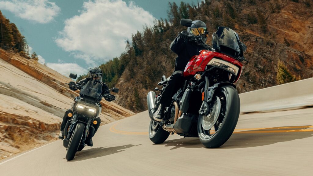 H-D Pan America ST cornering in the canyon